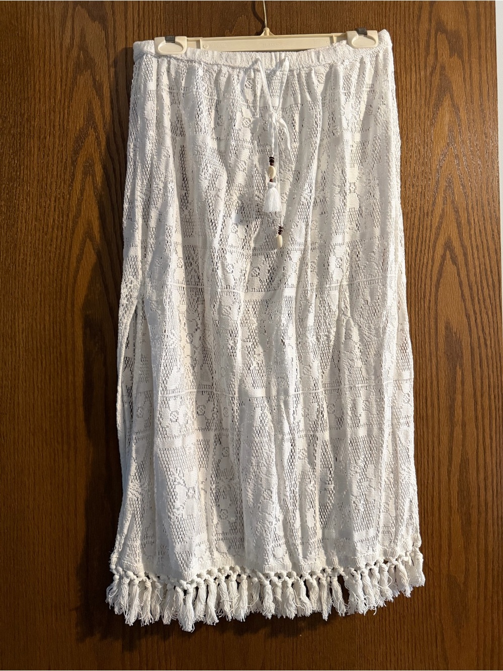Aerie White Crochet Lace Tassel Skirt